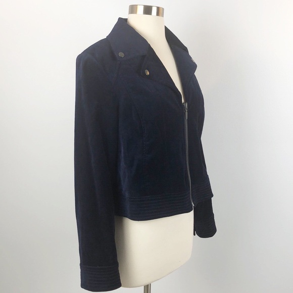 Chico's Dark Blue Velvet Blazer Jacket Size 1 Medium - Picture 5 of 8